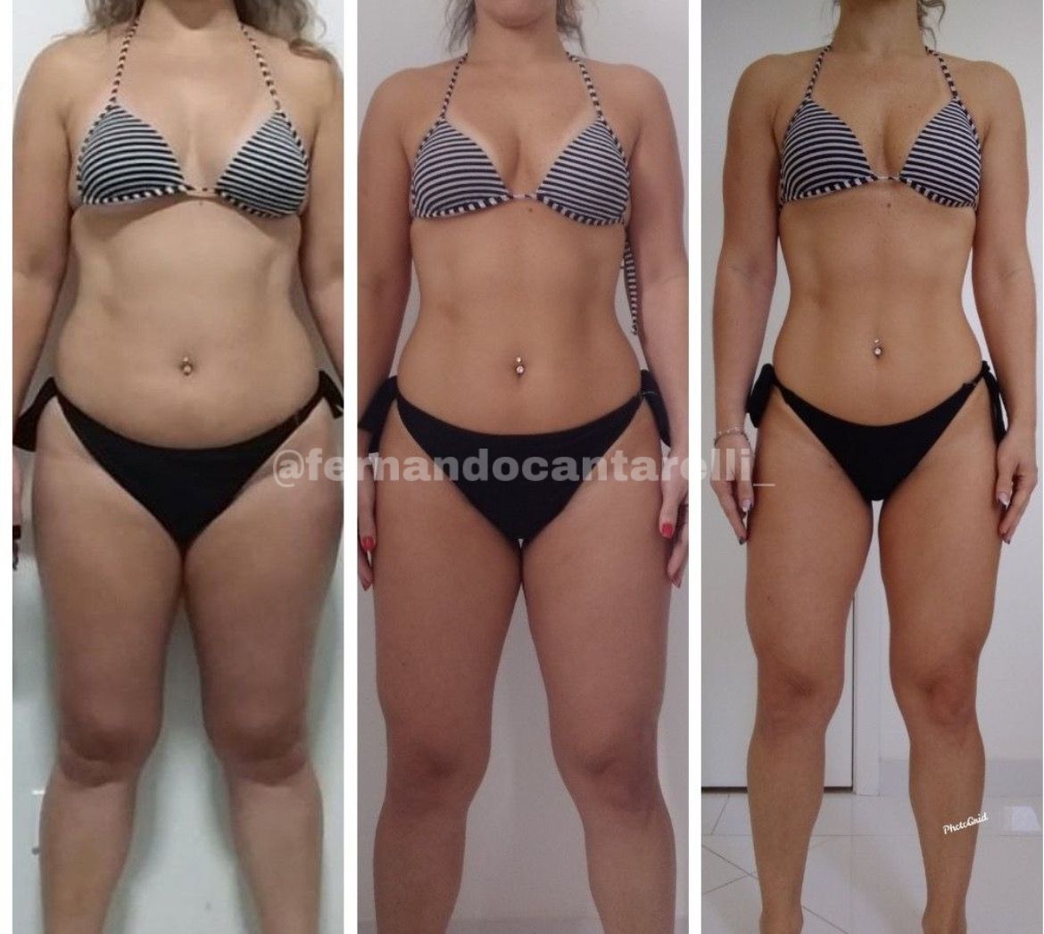 Antes e depois da aluna do treinador FERNANDO CANTARELLI